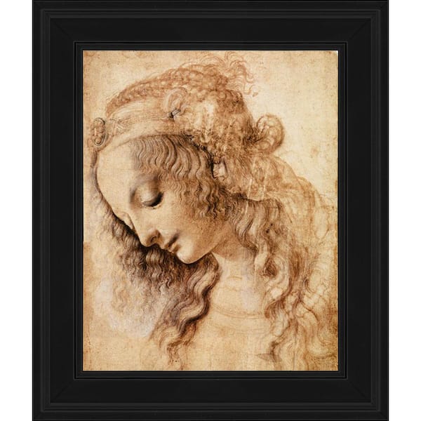 LA PASTICHE Woman's Head by Leonardo Da Vinci Gallery Black Framed Abstract Oil Painting Art Print 10.5 in. x 12.5 in.