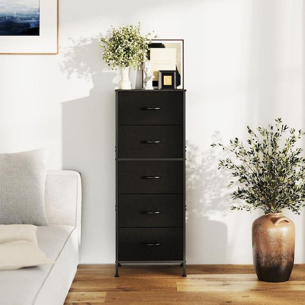 WONDER COMFORT Classical Black 5 Drawer 11.8 in. Wide Chest of