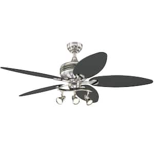 Xavier II 52 in. LED Brushed Nickel with Gun Metal Accents Ceiling Fan with Light Kit