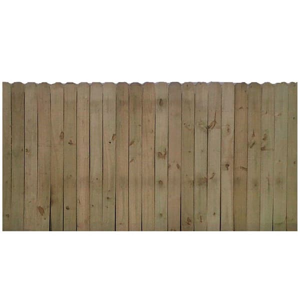 Unbranded 6 ft. H x 8 ft. W Pressure-Treated Pine 4 in. Dog-Ear Fence Panel