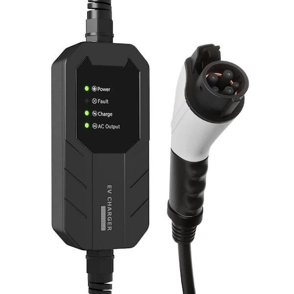 25ft 240-Volt Level 1-2 Portable EV Charger NEMA 6-20 Plug with 5-15 Adapter SAE J1772 Compatible Safe Fast Charge