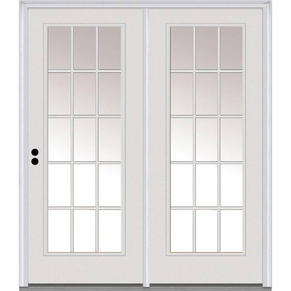 MMI Door 60 in. x 80 in. Classic GBG Clear Low-E Majestic Steel Right-Hand Inswing 15-Lite Exterior Patio Door