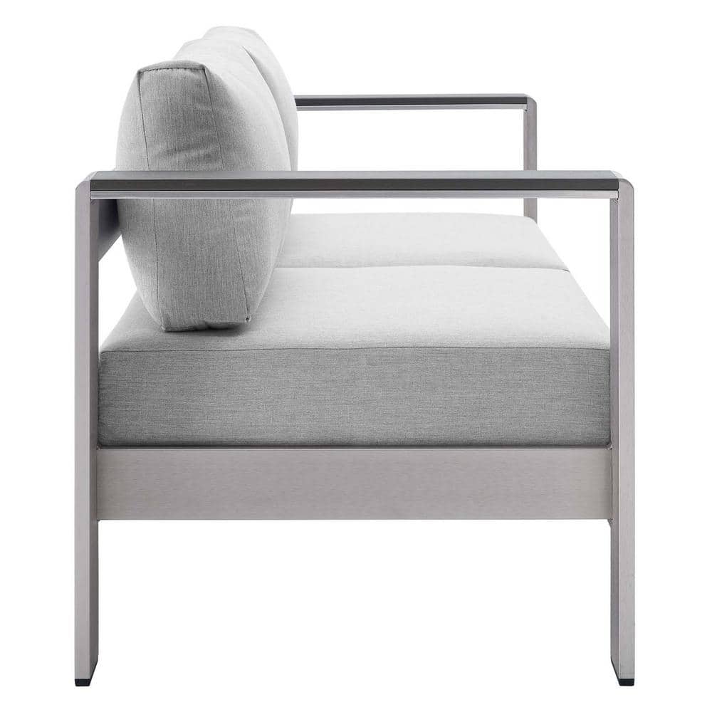 Gray Aluminum Outdoor Loveseat with Sunbrella Fabric