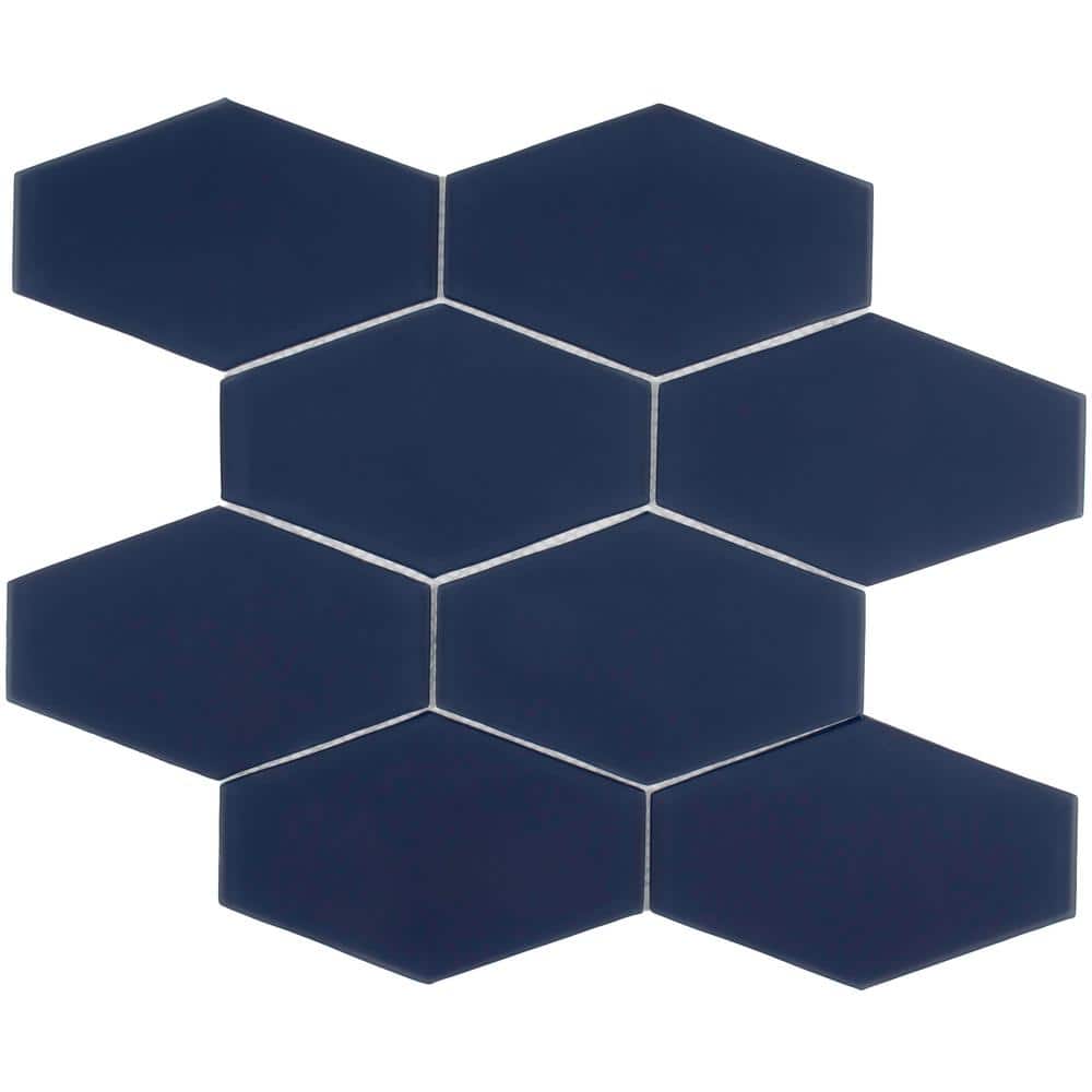 Deep Blue Matte Glass Hexagon Mosaic Tile