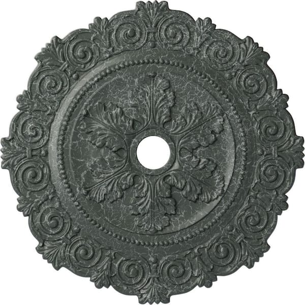 Ekena Millwork 1" x 33-1/4" x 33-1/4" Polyurethane Scroll Moulding, Athenian Green Crackle
