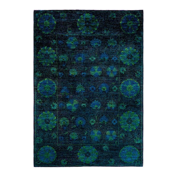 Chloe & Olivia Home Overdyed Dark Blue 6 ft. 1 in. x 8 ft. 1 Wool Indoor Area Rug