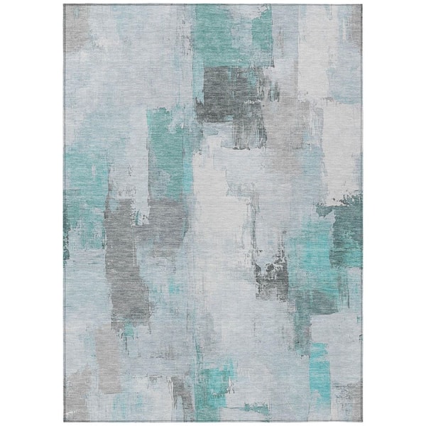 Chantille Machine Washable Indoor/Outdoor Abstract ACN1967 Teal 10 ft. x 14 ft. Area Rug