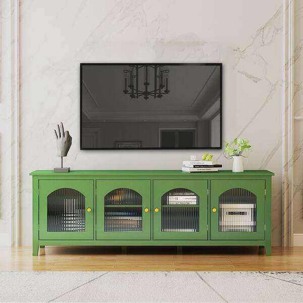 Antique Green TV Stand Fits TVs up to 70 in. with Changhong Glass