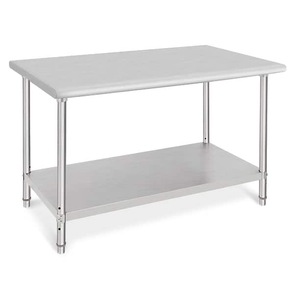 48 in. W x 30 in. D Stainless Steel Mobile Workbench with Undershelf, Adjustable Shelf