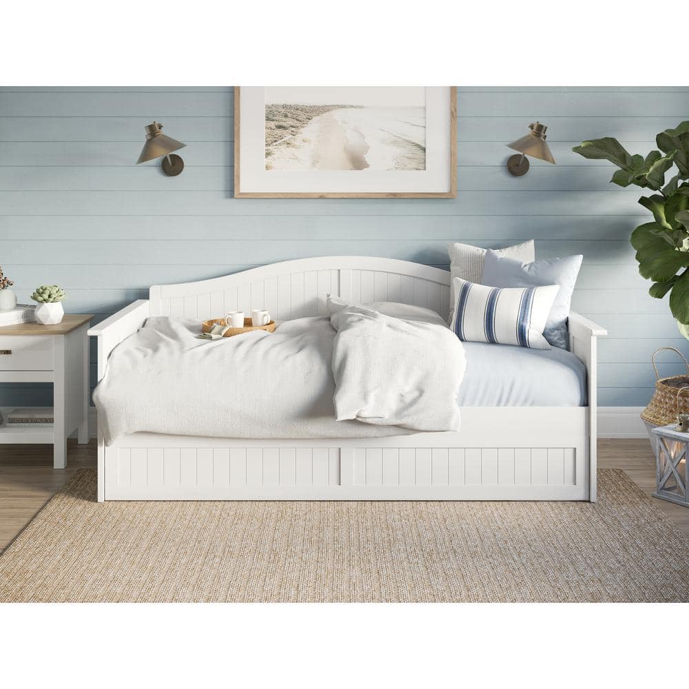 Nantucket White Twin Wood Daybed with Trundle and Storage