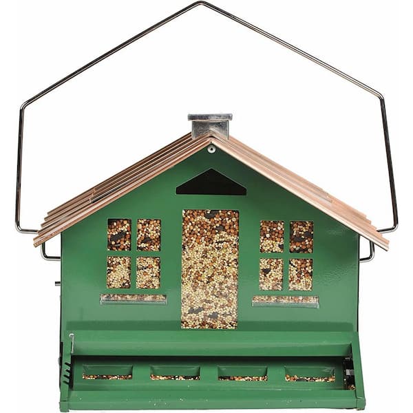 Unbranded 10.7 in. Tall Green Home Bird Feeder with Chimney Weight Activated Perch, 8 lbs. Large Capacity Outdoor Wild Bird Feeder