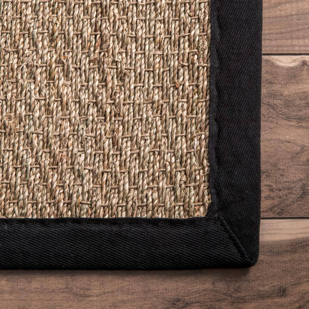 Elijah Black Stripe Seagrass 52'' x 24'' Easy Care Area Rug