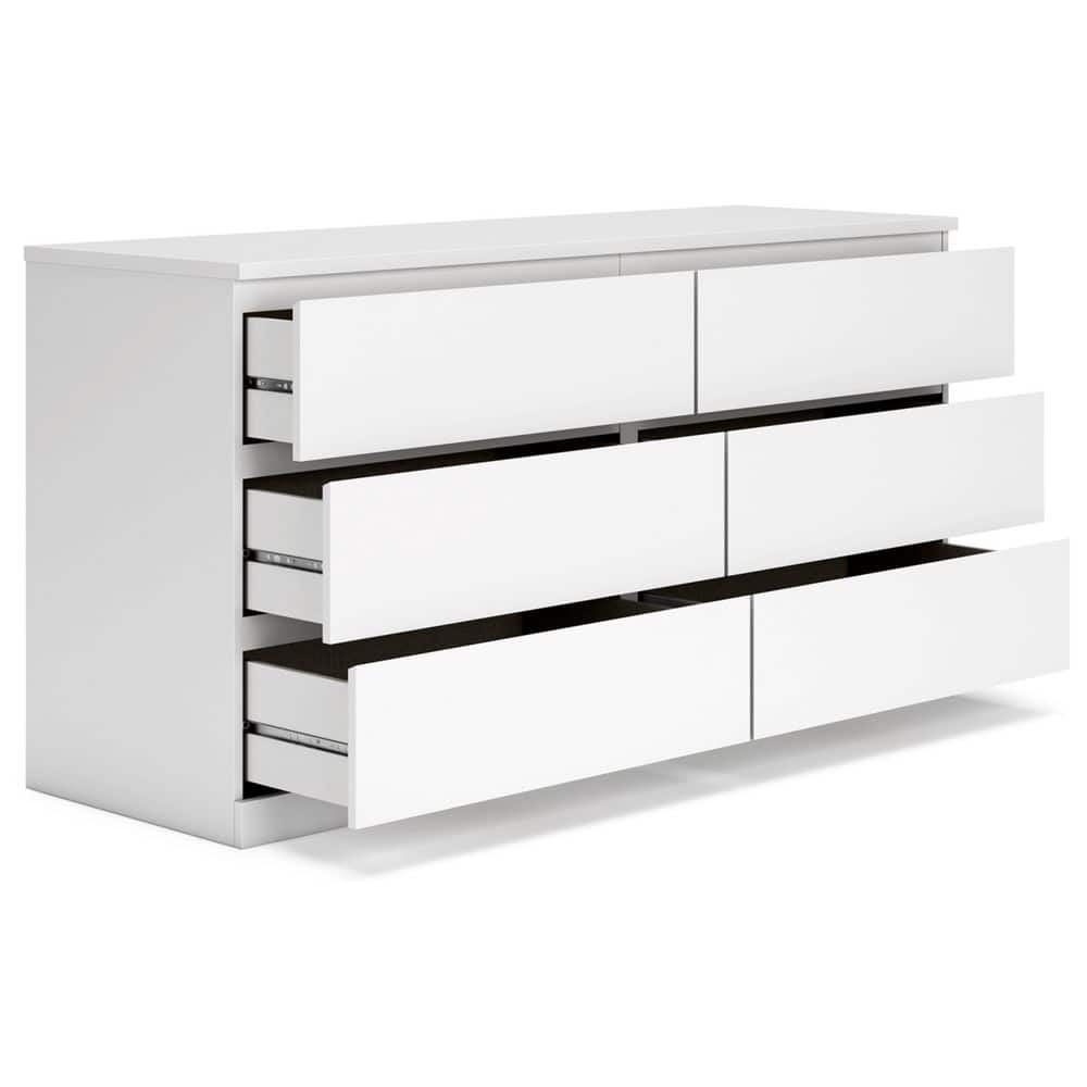 White Modern 6-Drawer Dresser with Ball Bearing Glides