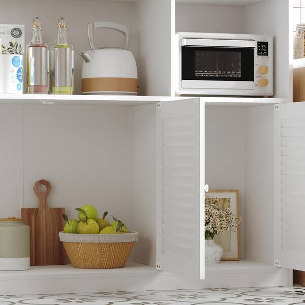 FUFU&GAGA White 78.7 in. H Accent Storage Cabinet, Office