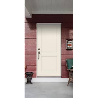 36 in. x 80 in. 2-Panel Craftsman Primed Steel Prehung Right-Hand Inswing Front Door