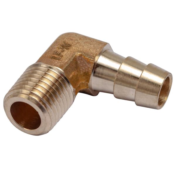 3/8 in. I.D. x 1/4 in. MIP Brass Hose 90-Degree Barb Elbow Fittings  (25-Pack)