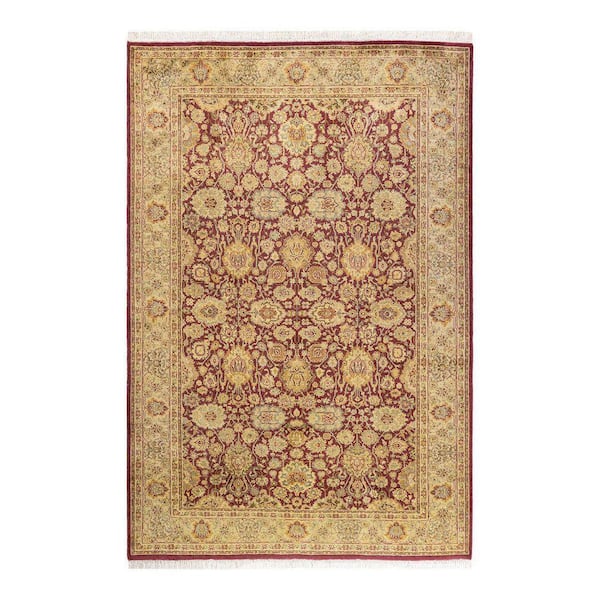 Mogul One-of-a Kind Traditional Purple 4 ft. 7 in. x 6 ft. 10 in. Oriental Area Rug