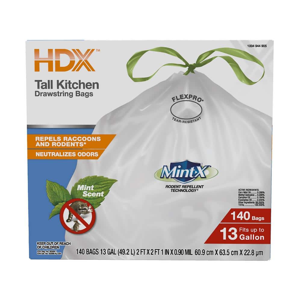 HDX 13 Gallon White Fresh Scent Drawstring Trash Bags (50-Count)  HDX13GDSFRESH50 - The Home Depot