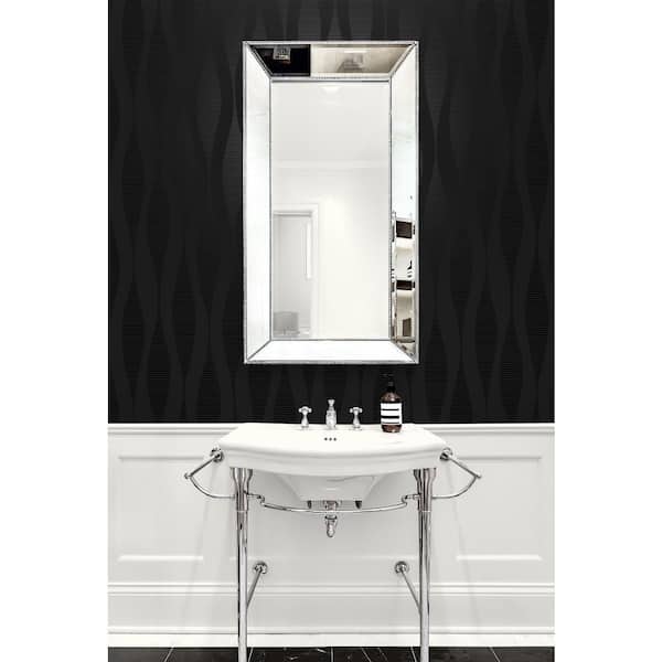 31.35 sq. ft. Jet Black Ikat Ellipse Vinyl Peel and Stick Wallpaper Roll