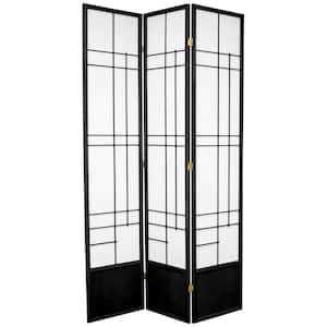 7 ft. Black 3-Panel Room Divider