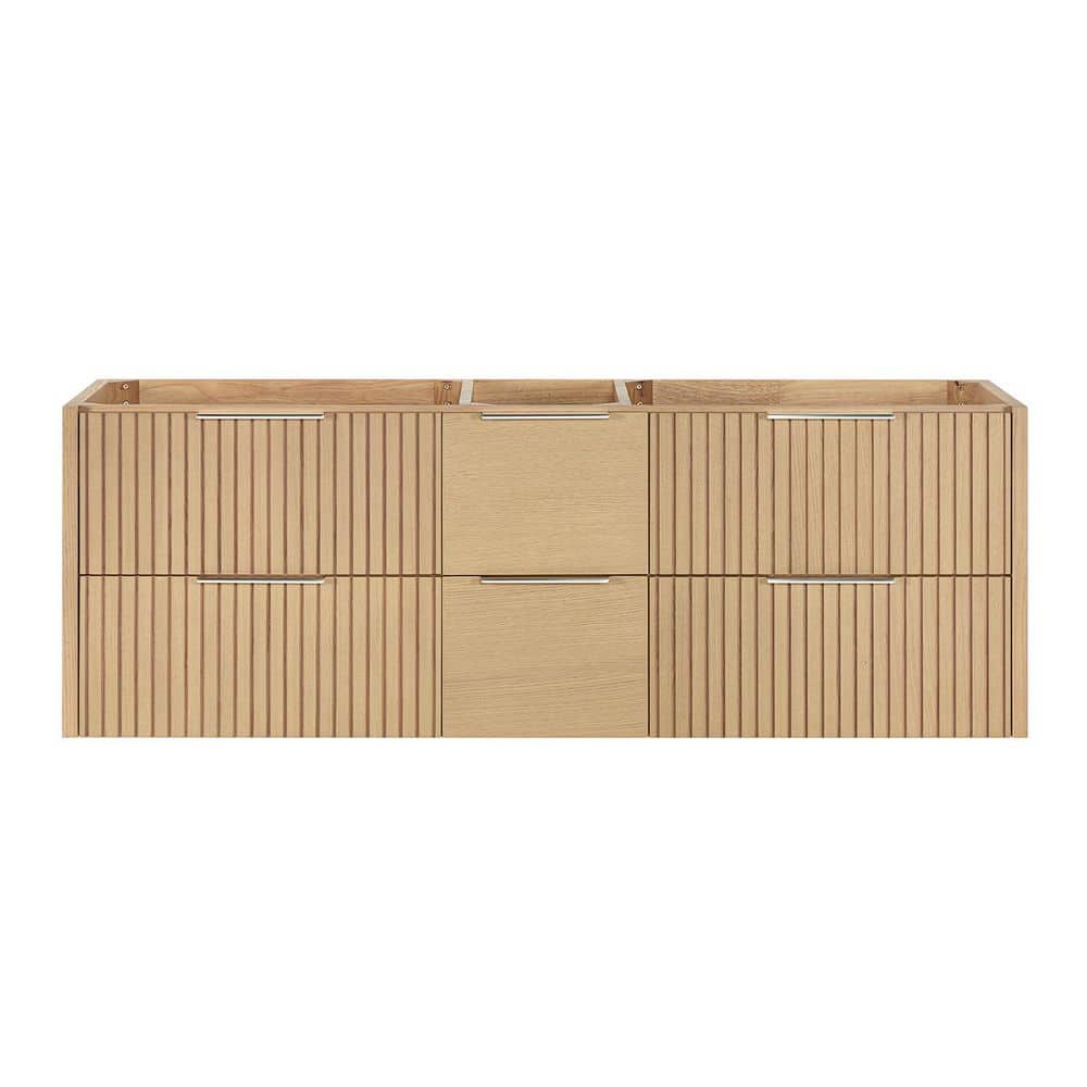 Lucia 60 in. Double Sink Wall-Mounted Bath Vanity Cabinet without Top Wall-Mounted in Natural Oak Assembled price history on PriceWatchPro