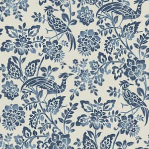 Brewster UW25895 Gabriela Blue Floral Wallpaper