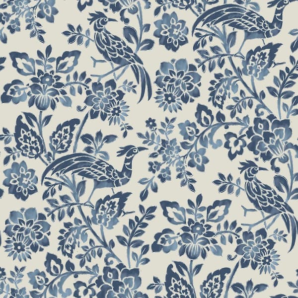 Laura Ashley Adain Palace Dark Seaspray Blue Removable Wallpaper Sample