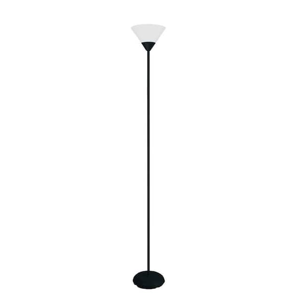Simple Designs 71.25 in. Black Stick Torchiere Floor Lamp