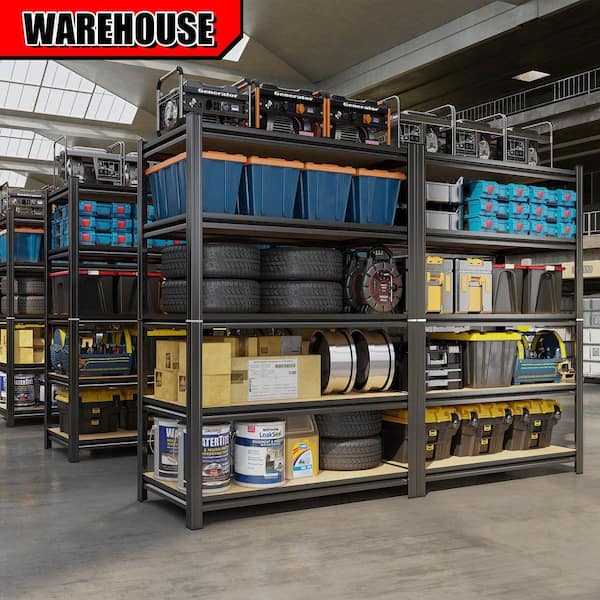 Adjustable Heavy Duty Storage Racking, 5-Tier Metal Garage Racking in Black