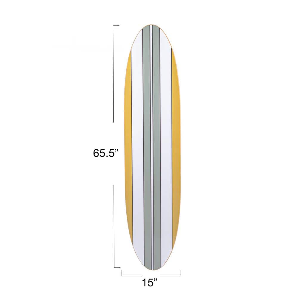 Multicolor Striped Wood Surfboard Wall Art, 65.6 Inches