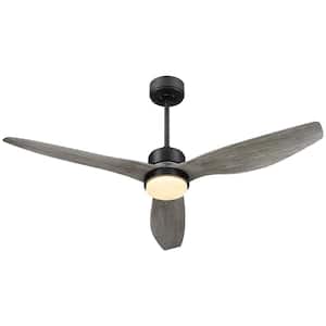52 in. Adjustable Height Metal Indoor Gray Smart Ceiling Fan with Remote Control and LED Light