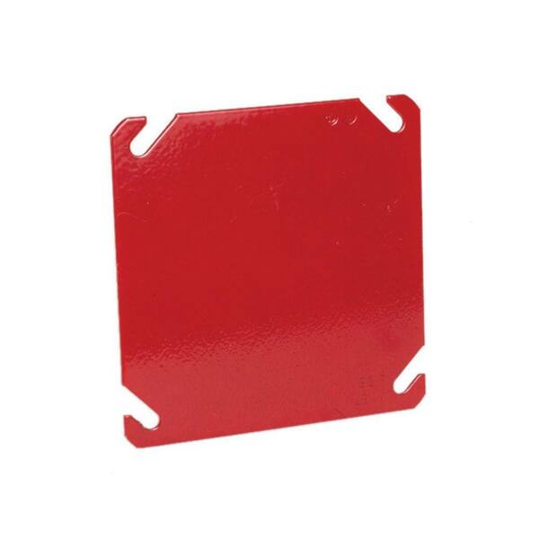 RACO 4 in. Square Blank Cover, Flat - Life Safety Red (50-Pack)