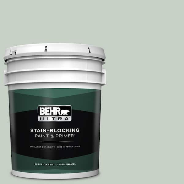 BEHR ULTRA 5 gal. #N400-2 Frosted Sage Semi-Gloss Enamel Exterior Paint & Primer