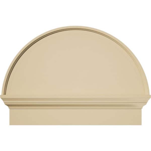 Ekena Millwork 26 in. W x 19-3/4 in. H x 2-3/4 in. P Half Round Smooth Signature Urethane Combination Pediment, Primed Tan