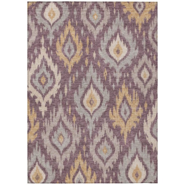 Chantille Machine Washable Indoor/Outdoor Abstract ACN3073 Plum 5 ft. x 7 ft. 6 in. Area Rug
