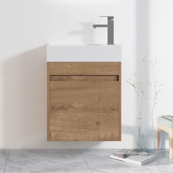 Xspracer Victoria 18 in. W x 10 in. D x 23 in. H Floating Modern Design Single Sink Bath Vanity with Top and Cabinet in Wood