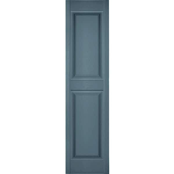 Ekena Millwork 12 in. x 53 in. Lifetime Vinyl TailorMade 2 Equal Raised Panel Shutters Pair Wedgewood Blue