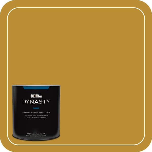 BEHR DYNASTY 1 qt. #360D-7 Brown Mustard Satin Enamel Interior Stain-Blocking Paint & Primer
