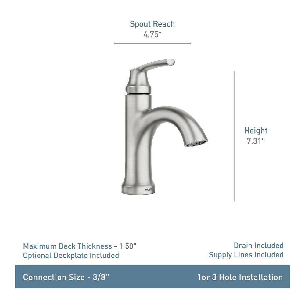 Elegant Wellton High Arc Brushed Nickel Single-Handle Bathroom Faucet