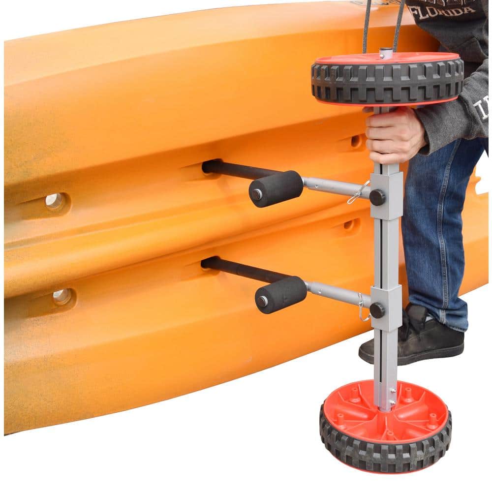 Silver Aluminum Folding Kayak Cart with Red Airless Tires