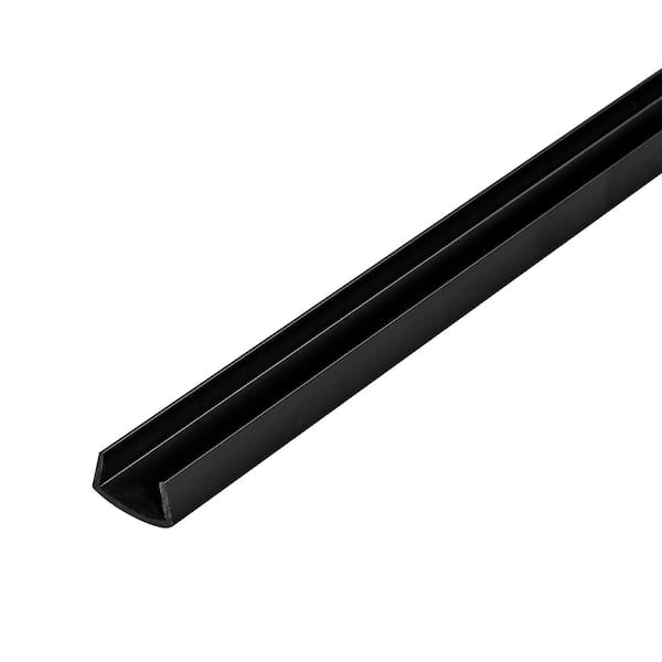 Outwater 1/4 in. D x 1/2 in. W x 72 in. L Black Rigid PVC Plastic U-Channel Moulding Fits 1/2 in. Board, (10-Pack)