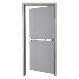 36 in. x 80 in. Fire-Rated Gray Right-Hand Flush Steel Prehung Commercial Door and Frame with Panic Bar and Hardware
