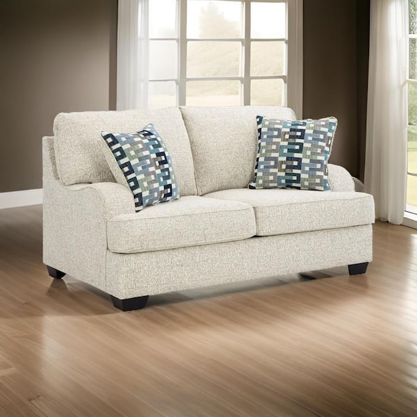 41 in. Beige, Gray and Black Polyester 2-Seater Loveseat with 2-Accent Pillows