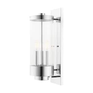 Cavanaugh 20.5 in. 3-Light Polished Chrome Outdoor Hardwired Wall Lantern Sconce with No Bulbs Included