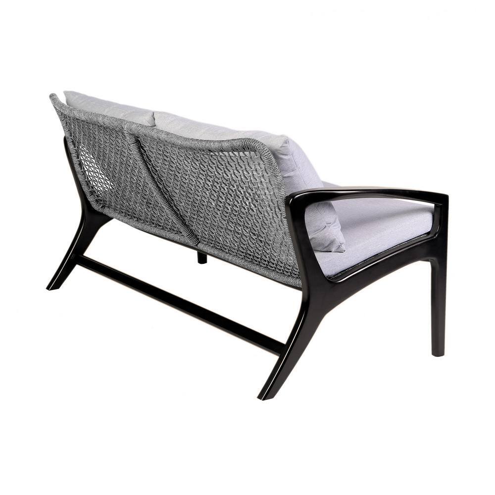 Beckham Dark Eucalyptus Wood Outdoor Sofa with White Cushions