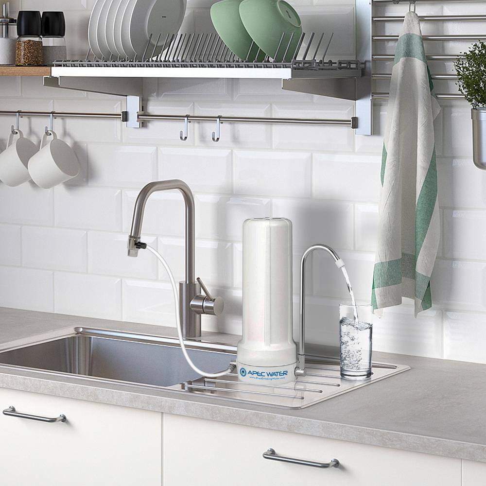 15-Inch White Carbon Block Countertop Water Filter