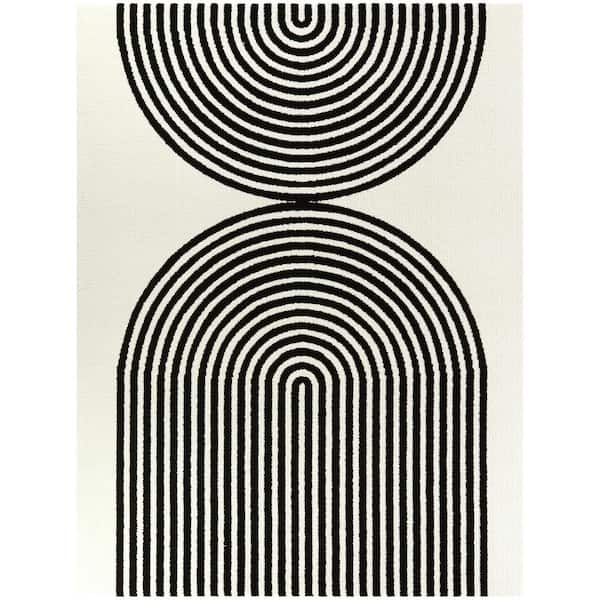 Honnecourt White 7 ft. x 9 ft. Geometric Area Rug