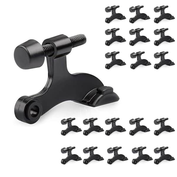 20-Piece Hinge Pin Door Stoppers in Black, Adjustable Hinge Stops for Top of Door, Rubber Bumper Tips Included