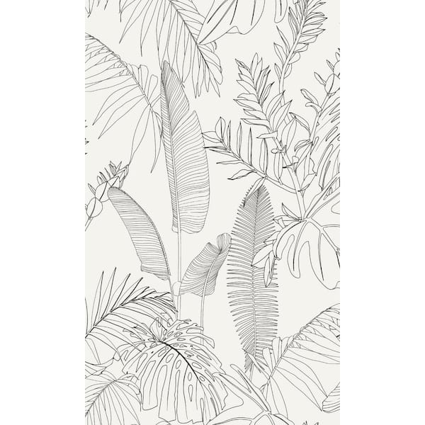 Walls Republic White Tropical Leaves Botanical Printed Non-Woven Non-Pasted Textured Wallpaper 57 sq. ft.