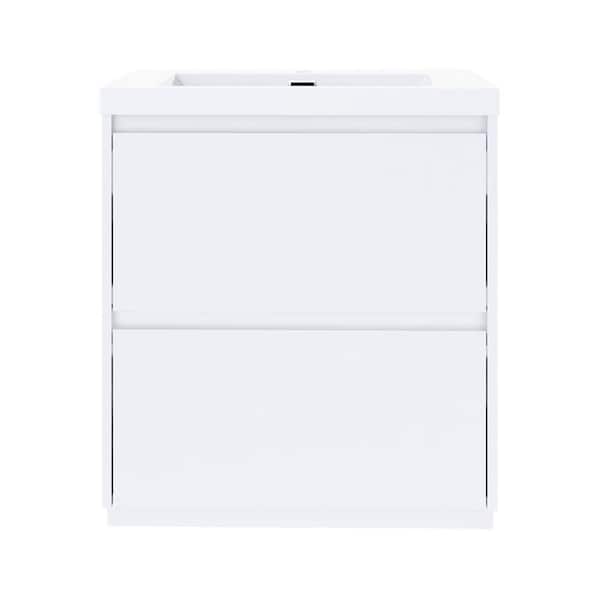 29.53 in. W x 19.69 in. D x 33.46 in. H Freestanding Bath Vanity in White with White Resin Top